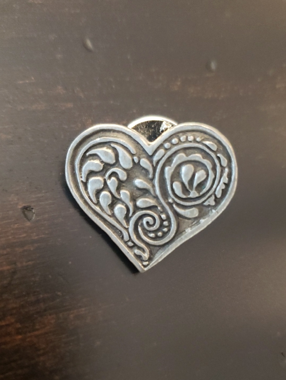 Cynthia Webb Heart-Shaped Silver/Pewter Brooch Pin